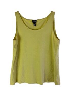 Eileen Fisher Tank Top Shirt Cotton Green Yellow Sleeveless Coastal